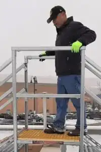 Mechano Max custom-engineered modular access platform - Grip Friendly Enclosed Safety Handrail