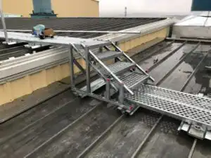 Mechano Max bolt-together modular steel staircase - Custom Stairs with Roof Walk