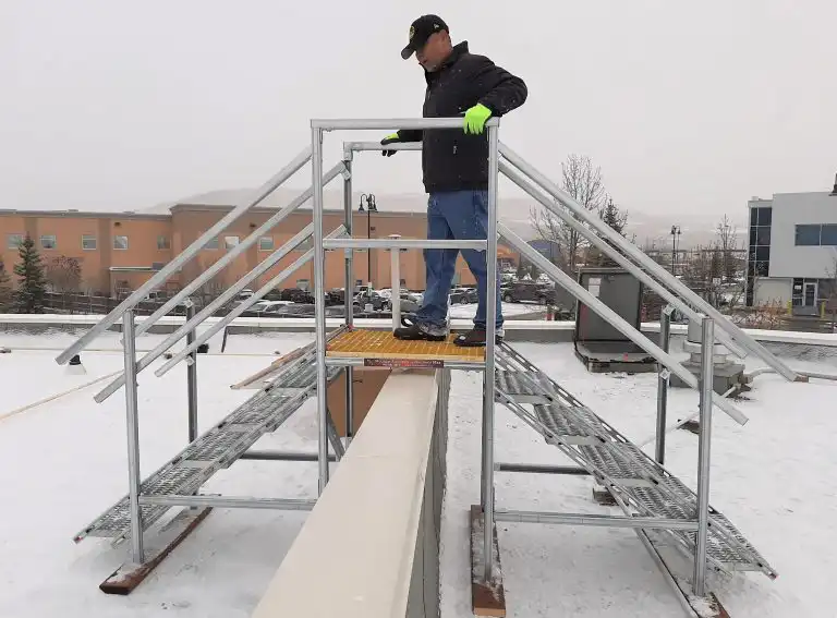 Mobile Access Platforms: Custom Modular Steel Solutions 3 Mechano Max modular walkover crossover system - Rooftop Parapet Walkover